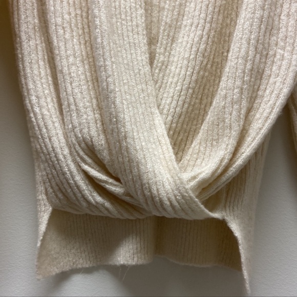NWT Max Studio | Knit Sweater Faux Wrap-Bishop Sleeve in Ivory M - Picture 4 of 11